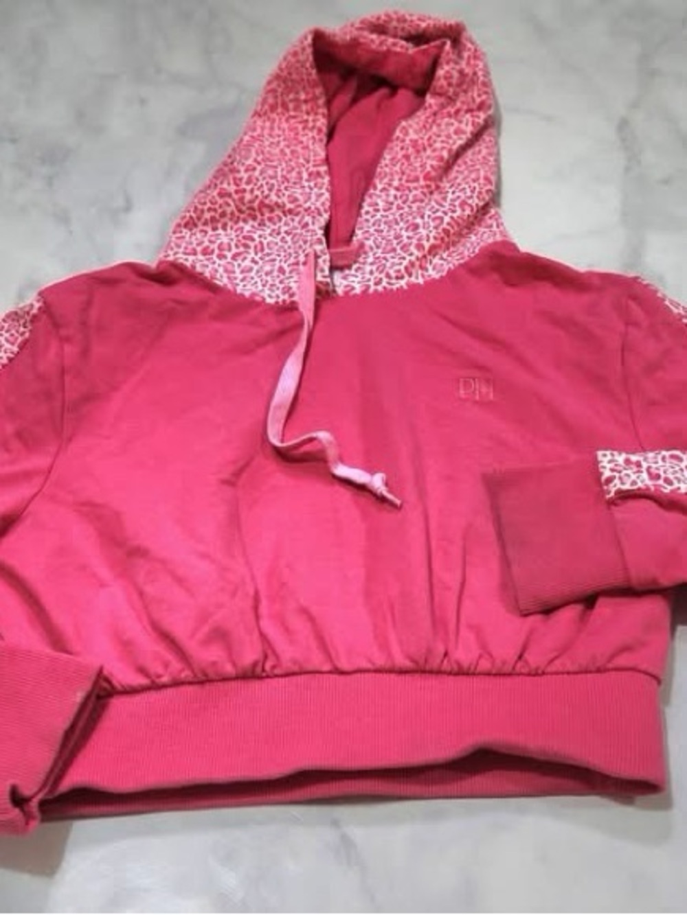 Paris Hilton Hot Pink Hoodie with Leopard-Print Hood